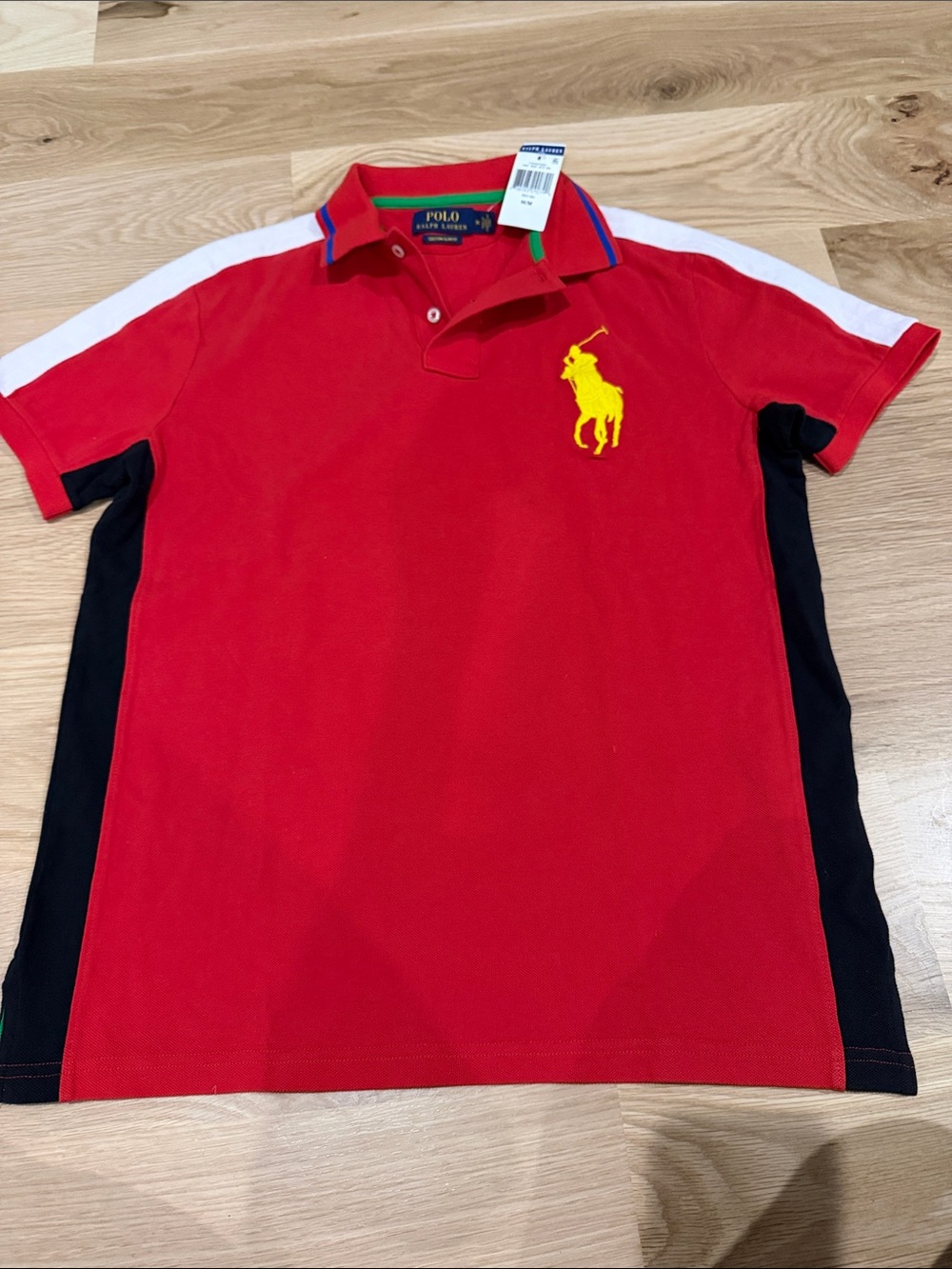 Polo by Ralph Lauren Red Polo with Yellow horse . NWT medium Slim Fit